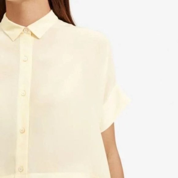 Everlane Tops - The Washable Clean Silk Short-Sleeve Square Shirt Yellow 100% Silk Size 2 Small